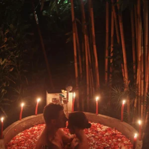Romantic flower decoration spa setup in Zanzibar