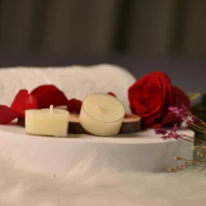 Romantic candle spa setup in Zanzibar